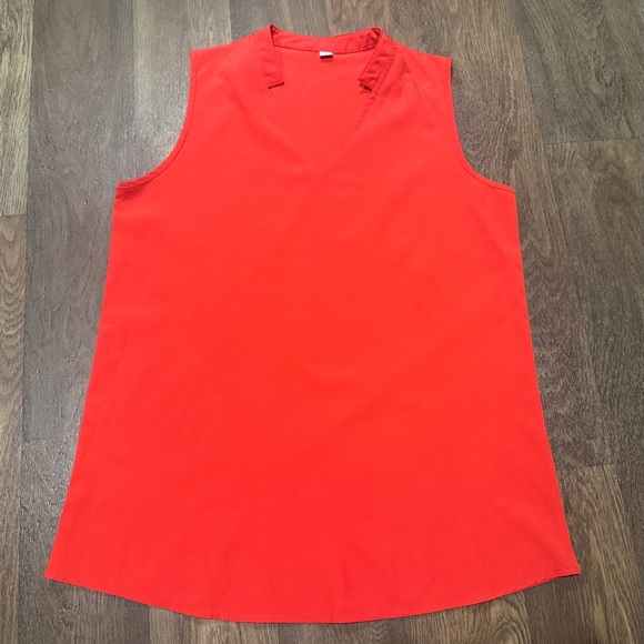 Unbranded Mock Collar Sleeveless Chiffon Blouse Women’s Size Large Orange - Picture 2 of 8